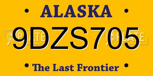 9DZS705 Alaska License Plate