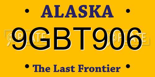 9GBT906 Alaska License Plate