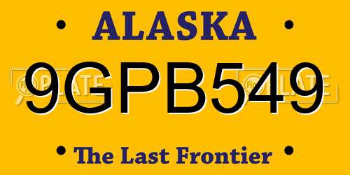 9GPB549 Alaska License Plate