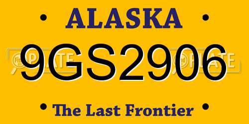 9GS2906 Alaska License Plate