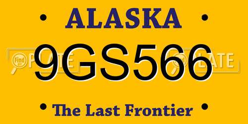 9GS566 Alaska License Plate