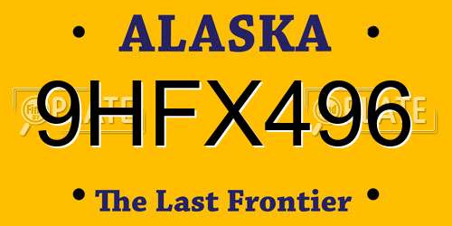9HFX496 Alaska License Plate