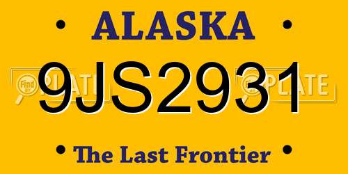 9JS2931 Alaska License Plate