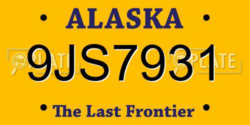 9JS7931 Alaska License Plate