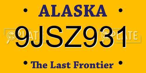 9JSZ931 Alaska License Plate