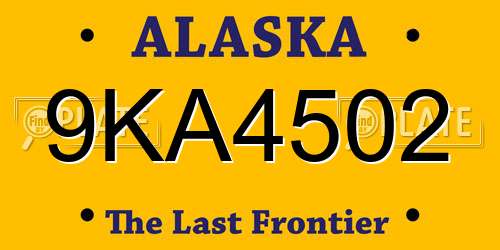 9KA4502 Alaska License Plate