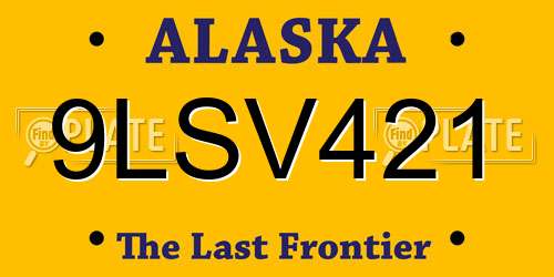 9LSV421 Alaska License Plate