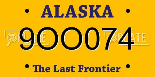 9OO074 Alaska License Plate