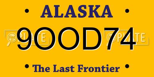9OOD74 Alaska License Plate