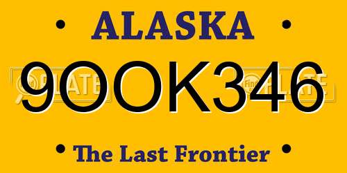 9OOK346 Alaska License Plate