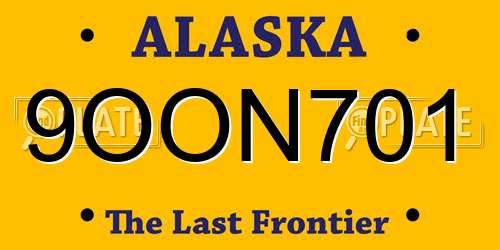 9OON701 Alaska License Plate