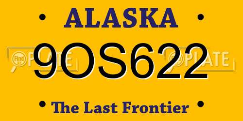 9OS622 Alaska License Plate
