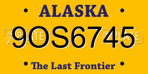 9OS6745 Alaska License Plate