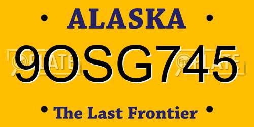 9OSG745 Alaska License Plate