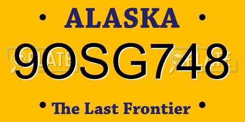 9OSG748 Alaska License Plate