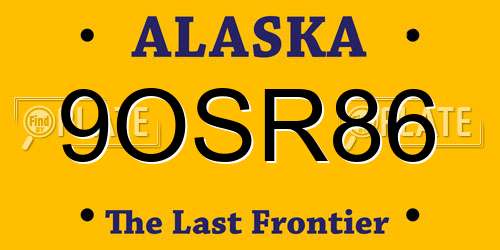9OSR86 Alaska License Plate