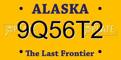 9Q56T2 Alaska License Plate