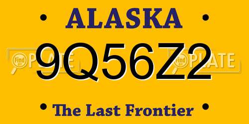 9Q56Z2 Alaska License Plate