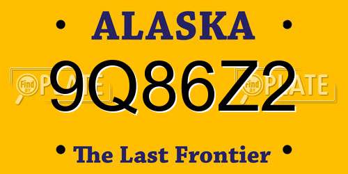 9Q86Z2 Alaska License Plate