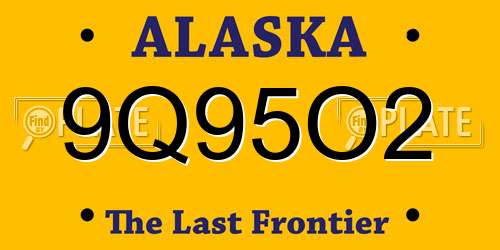 9Q95O2 Alaska License Plate