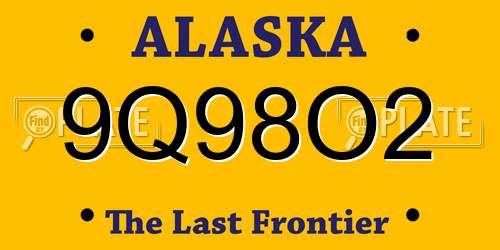 9Q98O2 Alaska License Plate