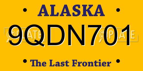 9QDN701 Alaska License Plate