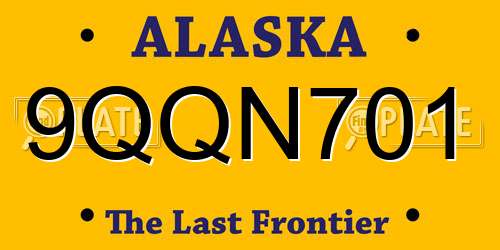 9QQN701 Alaska License Plate