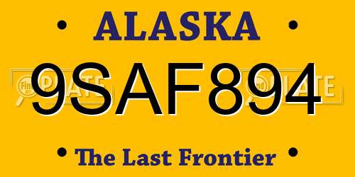 9SAF894 Alaska License Plate