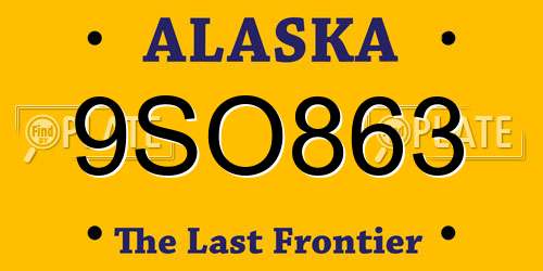 9SO863 Alaska License Plate