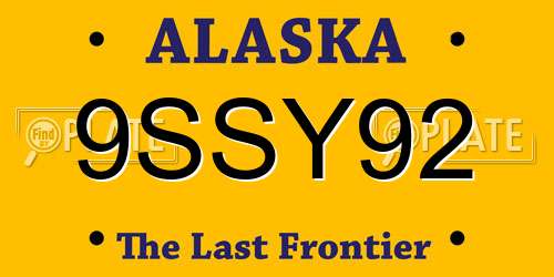 9SSY92 Alaska License Plate
