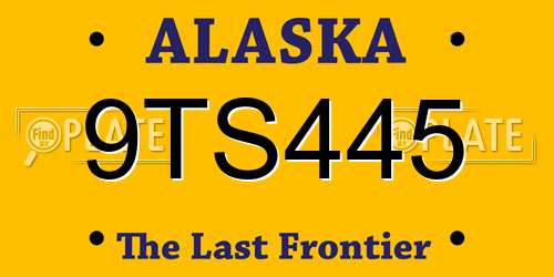 9TS445 Alaska License Plate