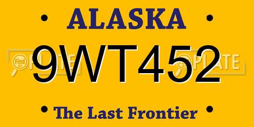 9WT452 Alaska License Plate