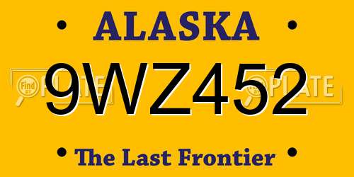 9WZ452 Alaska License Plate