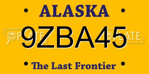 9ZBA45 Alaska License Plate