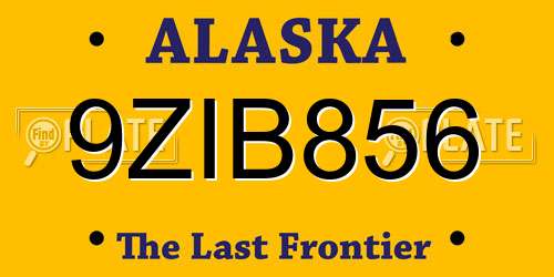 9ZIB856 Alaska License Plate