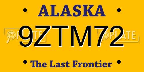 9ZTM72 Alaska License Plate