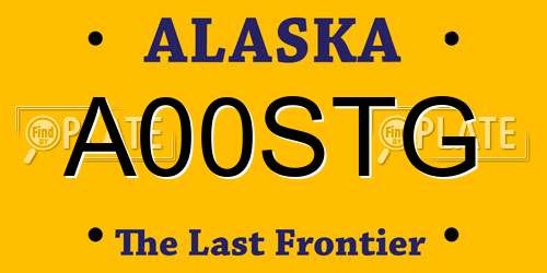 A00STG Alaska License Plate