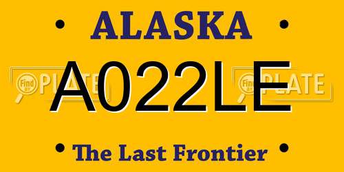 A022LE Alaska License Plate