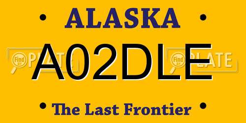 A02DLE Alaska License Plate