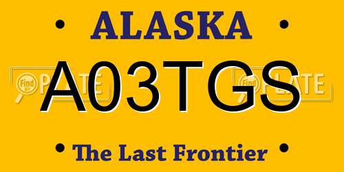 A03TGS Alaska License Plate