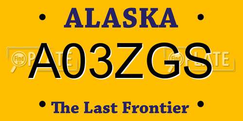 A03ZGS Alaska License Plate