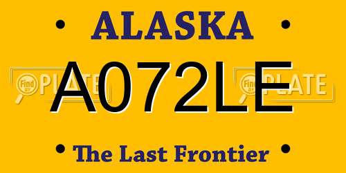 A072LE Alaska License Plate