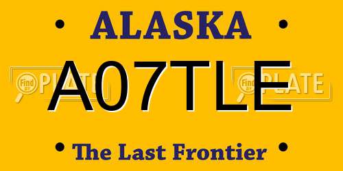 A07TLE Alaska License Plate