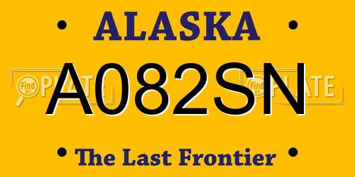 A082SN Alaska License Plate