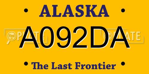 A092DA Alaska License Plate