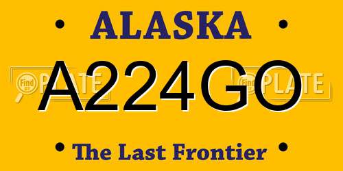 A224GO Alaska License Plate