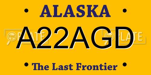 A22AGD Alaska License Plate