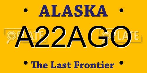 A22AGO Alaska License Plate