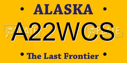 A22WCS Alaska License Plate