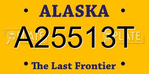 A25513T Alaska License Plate
